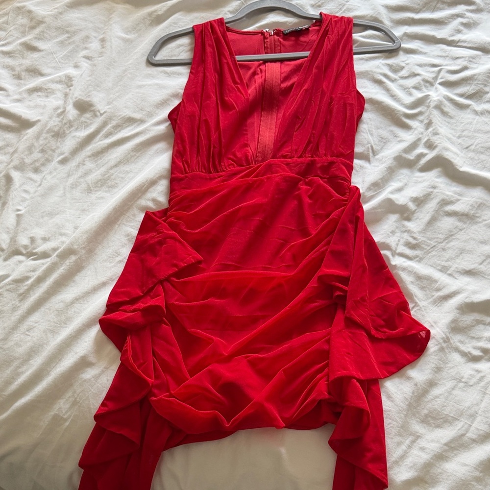 Fashion Nova Vibrant Red High Low Dress